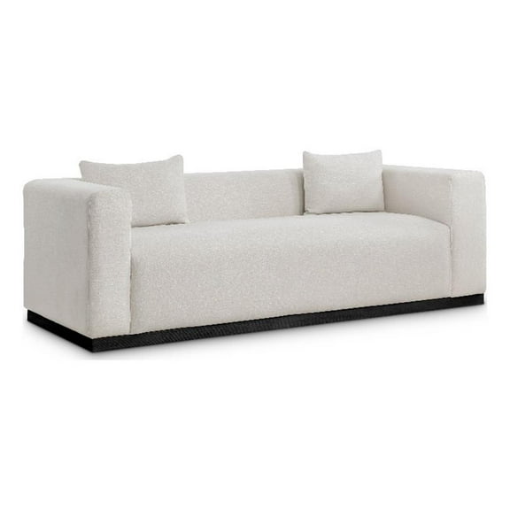 Maklaine Contemporary Beige Finish Linen Textured Fabic Sofa