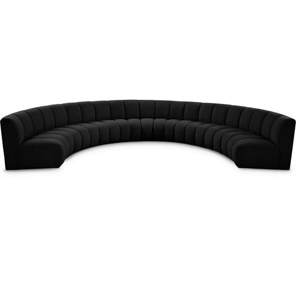 Maklaine Contemporary Black Boucle Fabric 7pc. Modular Sectional