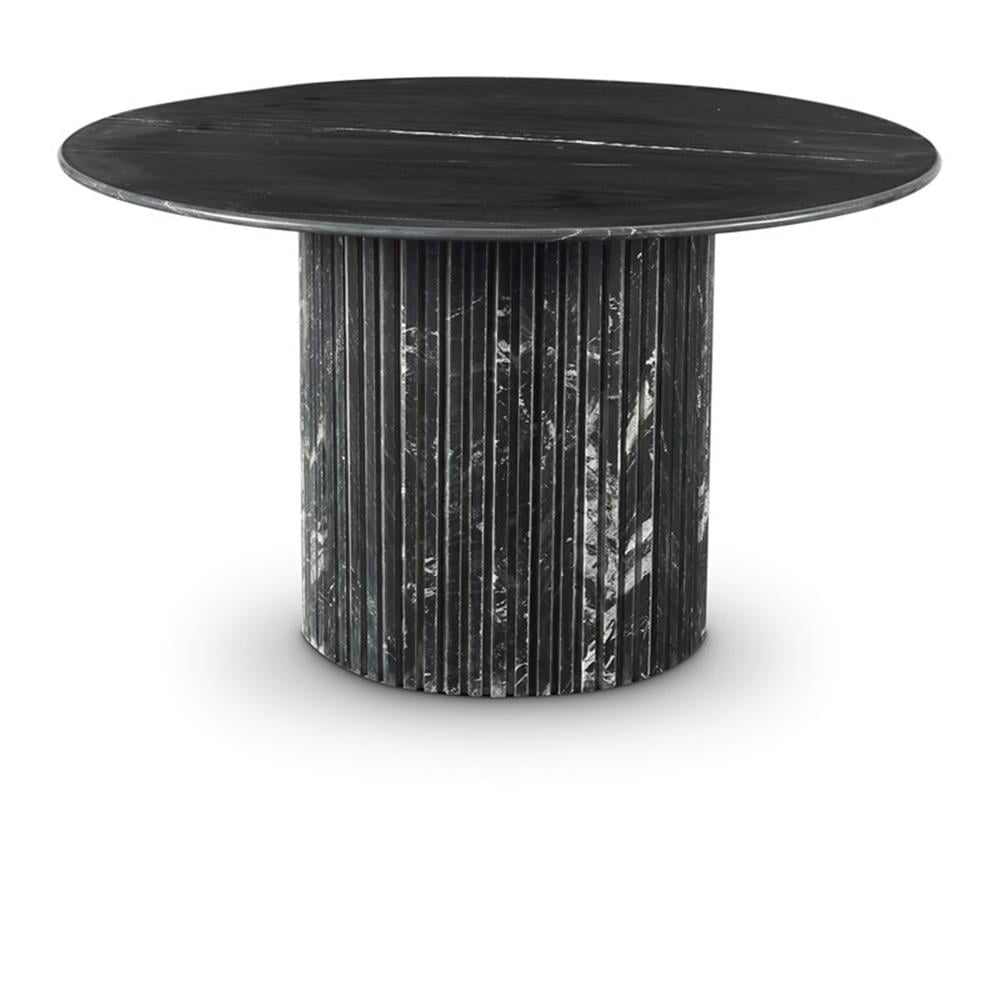 Maklaine Contemporary Black Marble with White Veining Dining Table