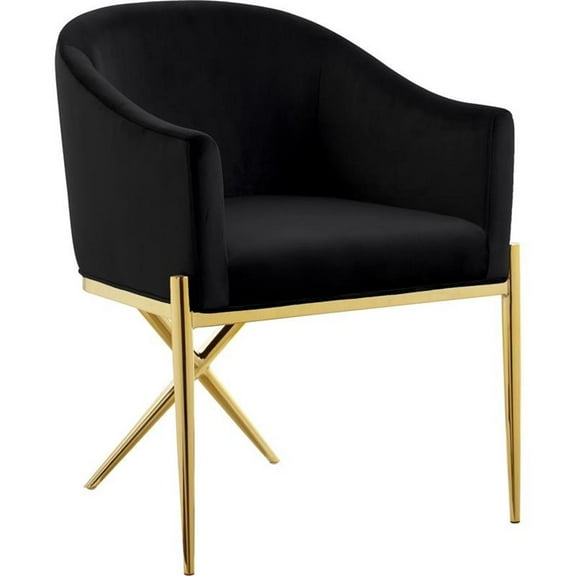 Maklaine Contemporary Black Velvet Dining Chair with Sturdy Steel Legs