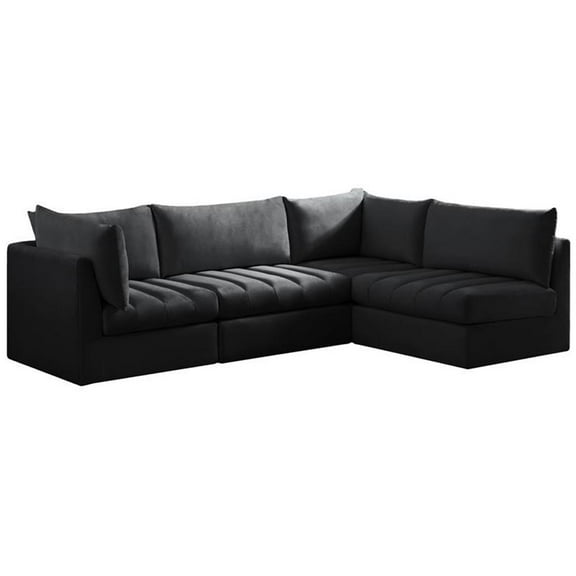 Maklaine Contemporary Black Velvet Modular Sectional