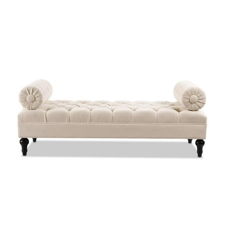 Maklaine Contemporary Bolster Arm Entryway Bench in Cream