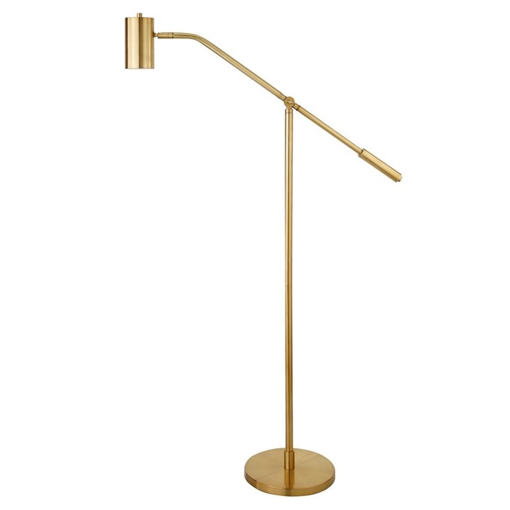 Maklaine Contemporary Brass Floor Lamp with Boom Arm