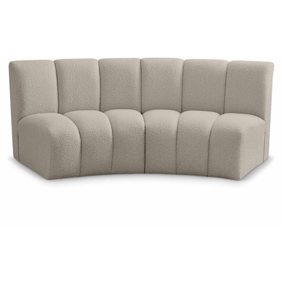Maklaine Contemporary Brown Boucle Fabric 2pc. Modular Sectional