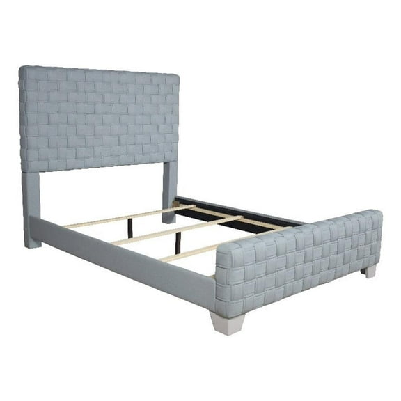 Maklaine Contemporary Chenille Upholstered Bed in Light Teal and Gray