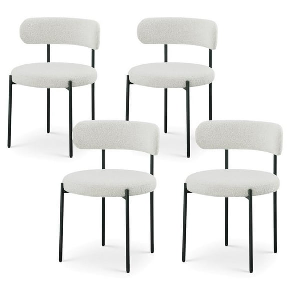 Maklaine Contemporary Cream Boucle Fabric Dining Chair (Set of 4)