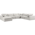 thumbnail image 1 of Maklaine Contemporary Cream Durable Linen Fabric Modular Sectional Sofa, 1 of 3