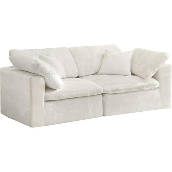 Maklaine Contemporary Cream Velvet Modular 2 Piece Loveseat