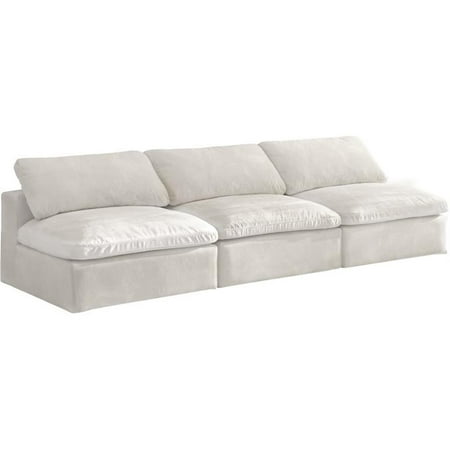 Maklaine Contemporary Cream Velvet Modular 3 Piece Armless Sofa