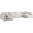 thumbnail image 1 of Maklaine Contemporary Cream Velvet Standard Modular Sectional Sofa, 1 of 3
