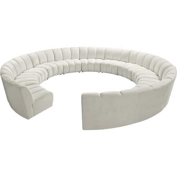 Maklaine Contemporary Cream Velvet Tufted Upholstered Modular 12 Piece Sectional Sofa