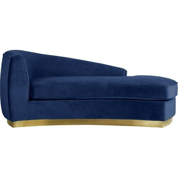 Maklaine Contemporary Curved Back Velvet Chaise in Navy and Gold