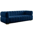 thumbnail image 1 of Maklaine Contemporary Deep Biscuit Tufted Soft Rich Navy Finish Velvet Sofa, 1 of 6