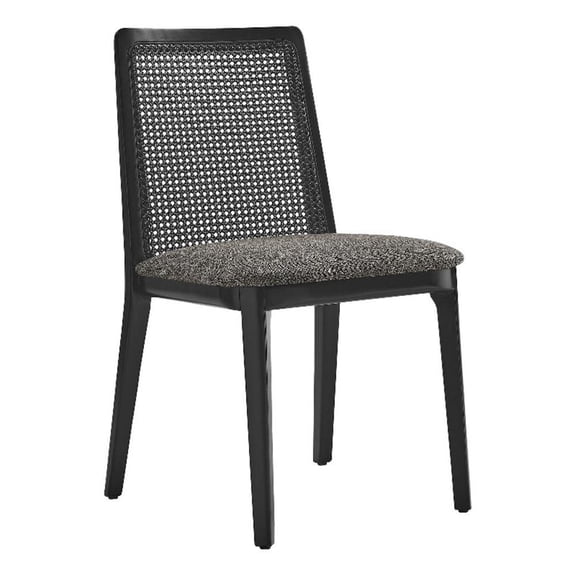 Maklaine Contemporary Dense Foam Padding Dining Side Chair in Black Black Gray