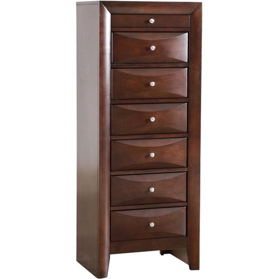 Maklaine Contemporary Engineered Wood 7 Drawer Lingerie Chest in Cappuccino