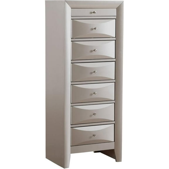 Maklaine Contemporary Engineered Wood 7Drawer Lingerie Chest in Silver Champagne