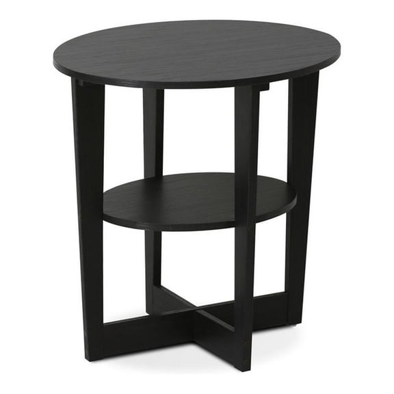 Maklaine Contemporary Engineered Wood Oval End Table in Walnut