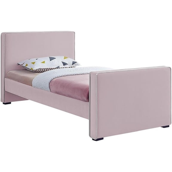 Maklaine Contemporary Fabric 39''H x 42''W x 82.5''D Pink Velvet Twin Bed