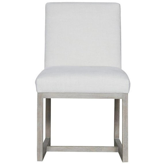 Maklaine Contemporary Fabric Side Chair Set of 2 in White Finish