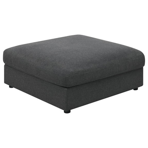 Maklaine Contemporary Fabric Upholstered Rectangular Ottoman in Charcoal