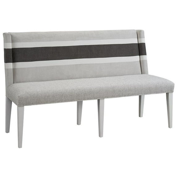 Maklaine Contemporary Farmhouse Upholstered Banquette in White & Grey