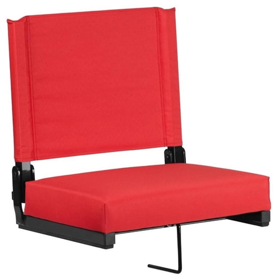 Maklaine Contemporary Grandstand Comfort Seat in Aluminum Frame - Red