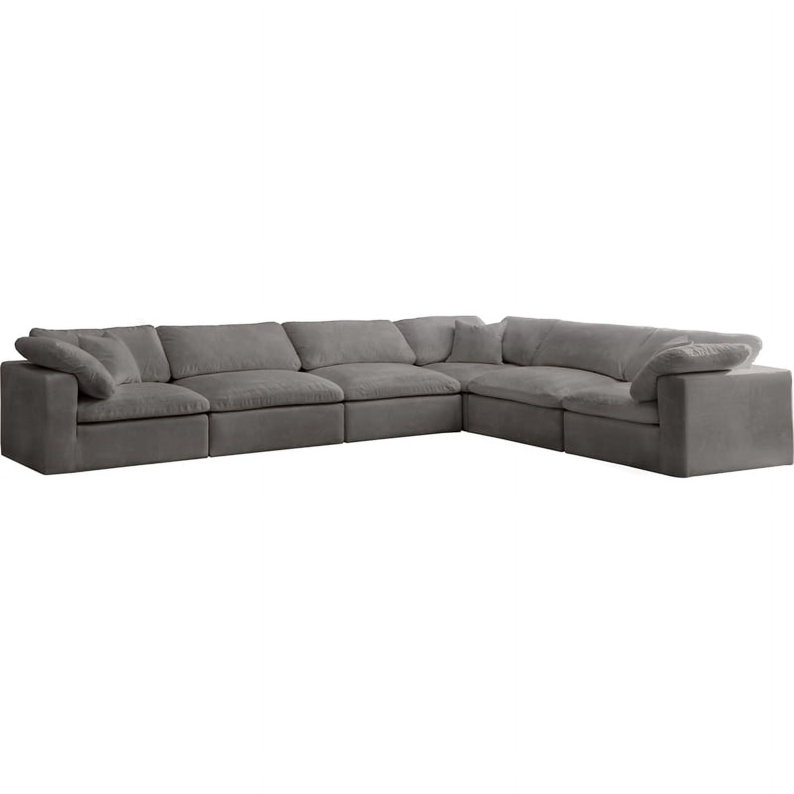 Maklaine Contemporary Gray Velvet Down Filled Modular Sectional Sofa
