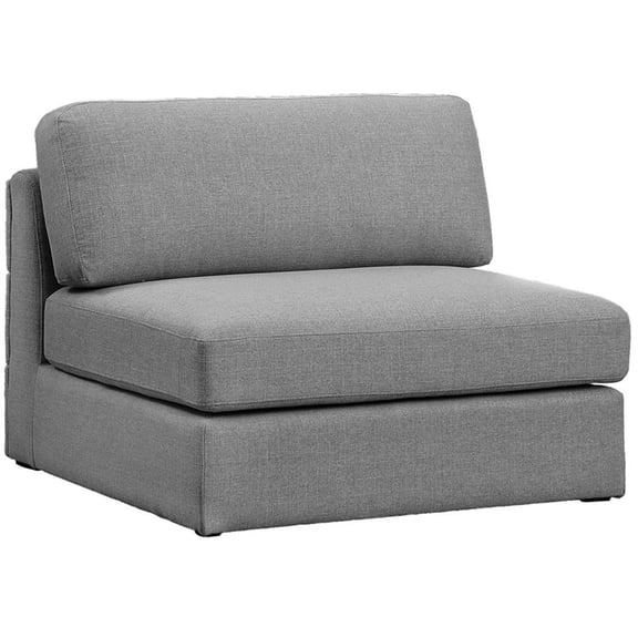 Maklaine Contemporary Grey Durable Linen Textured Fabric Armless