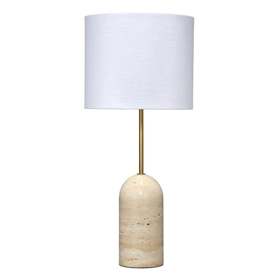 Maklaine Contemporary Hand-Carved Travertine Stone Table Lamp in Natural