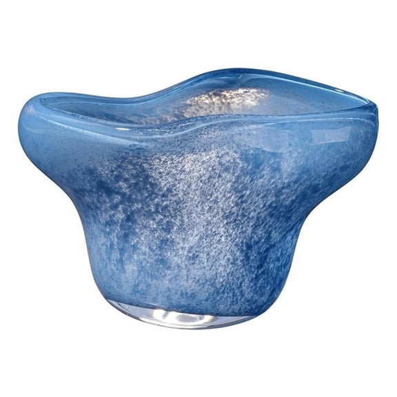 Maklaine Contemporary Handmade Blown Glass Decorative Bowl in Blue