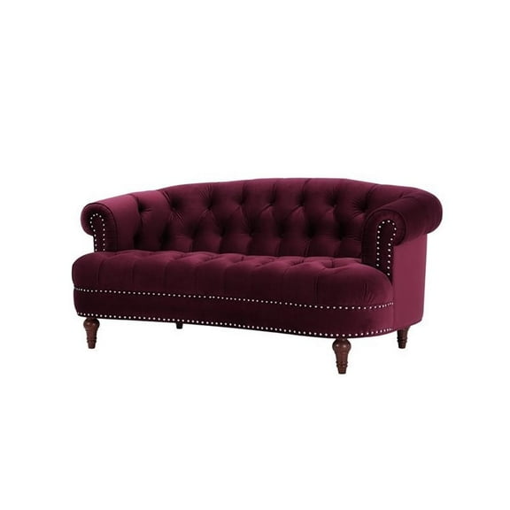 Maklaine Contemporary Hardwood 68.5" Loveseat in Burgundy