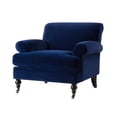 thumbnail image 1 of Maklaine Contemporary Hardwood Accent Arm Chair in Navy Blue, 1 of 14