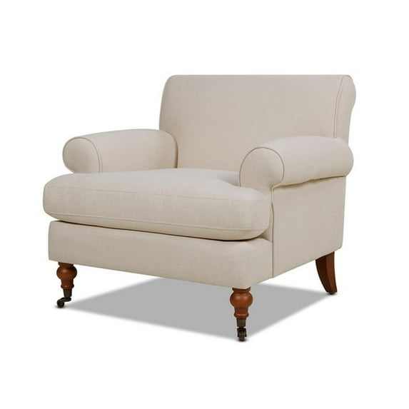Maklaine Contemporary Hardwood Accent Arm Chair in Sky Neutral