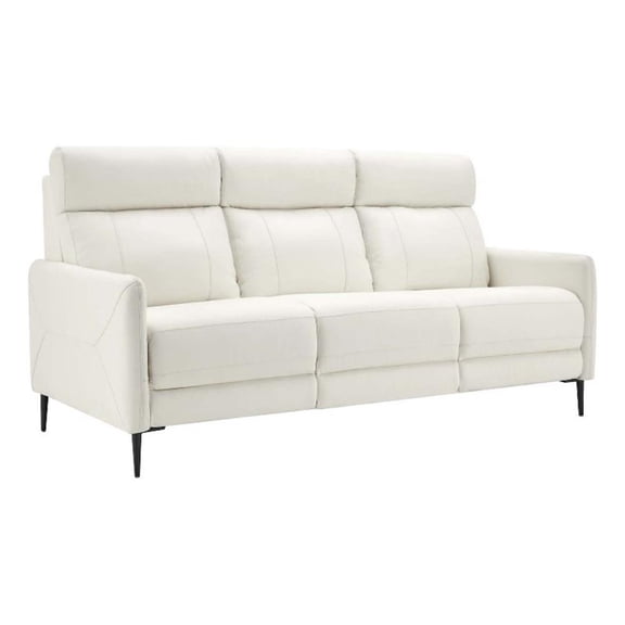 Maklaine Contemporary Leather Upholstered Sofa in White & Black