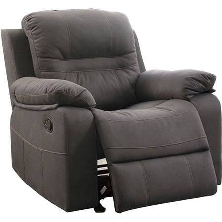 Maklaine Contemporary Leatherette Rocker Recliner In Gray Finish