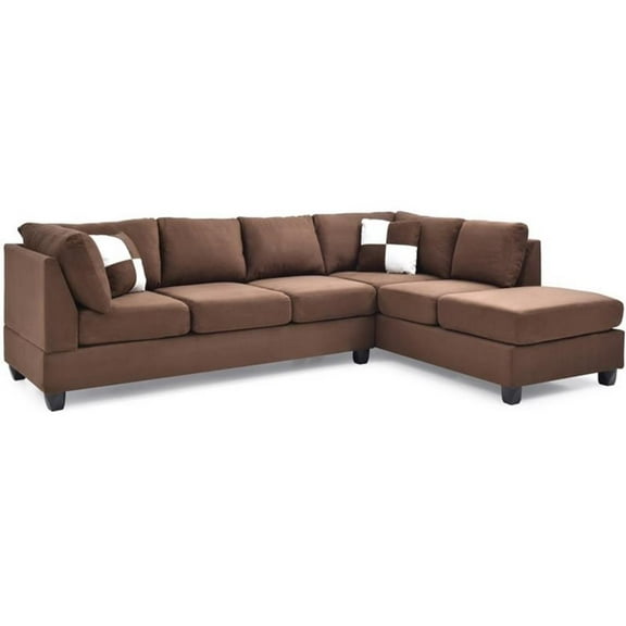 Maklaine Contemporary Microsuede Versatile Sectional in Chocolate