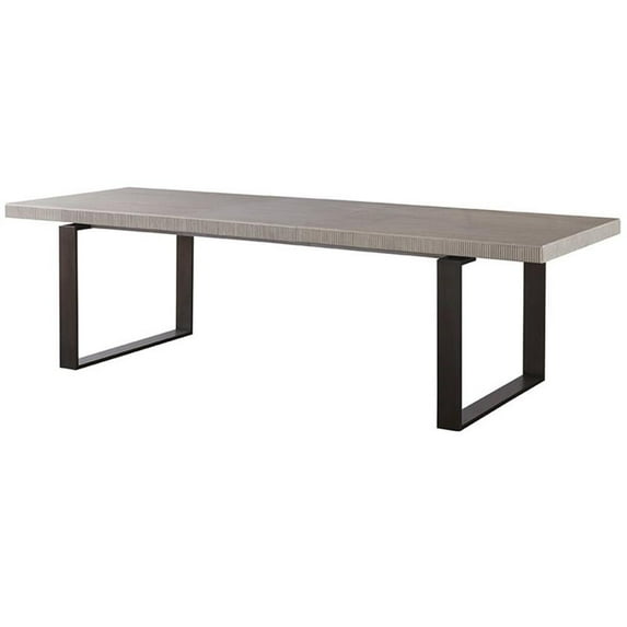 Maklaine Contemporary / Modern Wood Top Butterfly Leaf Wood Dining Table in Gray