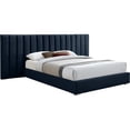 thumbnail image 1 of Maklaine Contemporary Navy Velvet King Bed with Chrome Metal Legs, 1 of 9