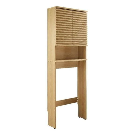 Maklaine Contemporary Over the Toilet Bathroom Storage Cabinet in Oak
