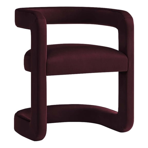Maklaine Contemporary Performance Velvet Accent Chair in Mulberry