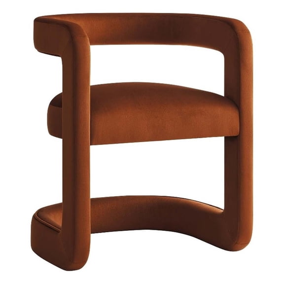 Maklaine Contemporary Performance Velvet Accent Chair in Rust