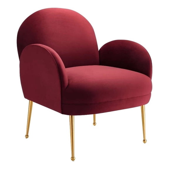 Maklaine Contemporary Performance Velvet Armchair in Maroon Red