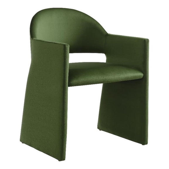 Maklaine Contemporary Performance Velvet Dining Armchair in Moss Green
