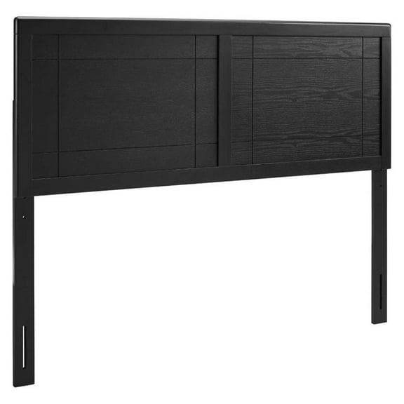 Maklaine Contemporary Queen Rubberwood and MDF Headboard in Black