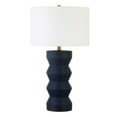thumbnail image 1 of Maklaine Contemporary Ribbed Ceramic Table Lamp in Matte Navy Blue, 1 of 8