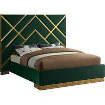 Maklaine Contemporary Rich Velvet King Bed in Green