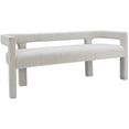 thumbnail image 1 of Maklaine Contemporary Rounded Back Cream Boucle Fabric Bench, 1 of 5