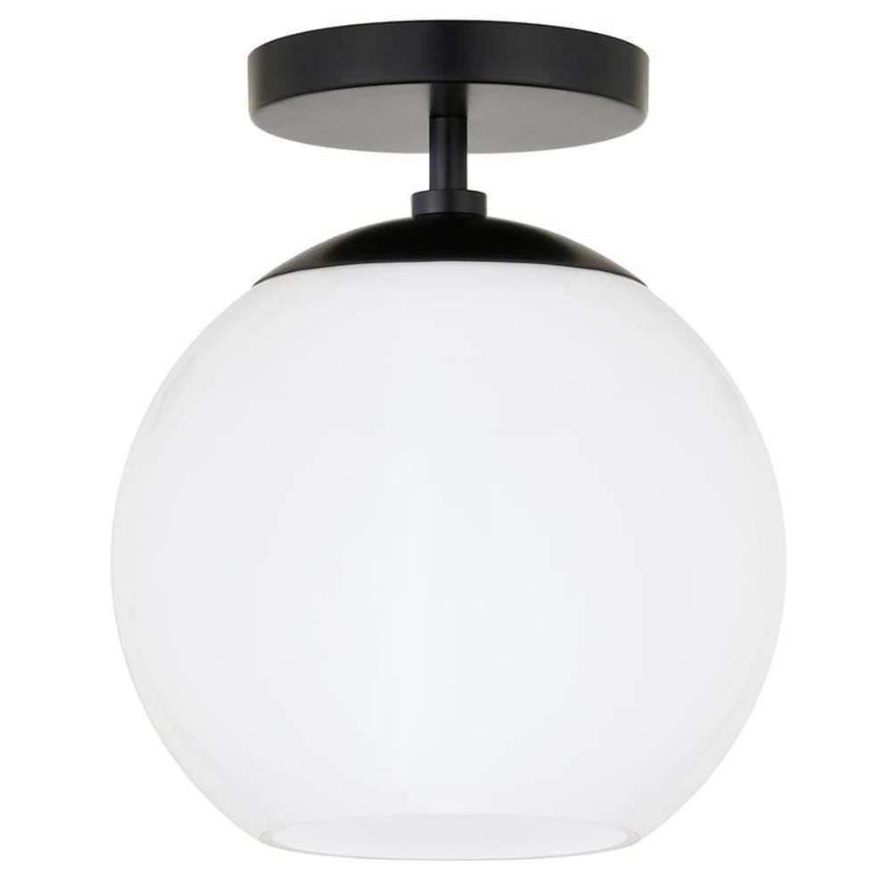 9" Matte Black Globe Semi Flush Mount Ceiling Light