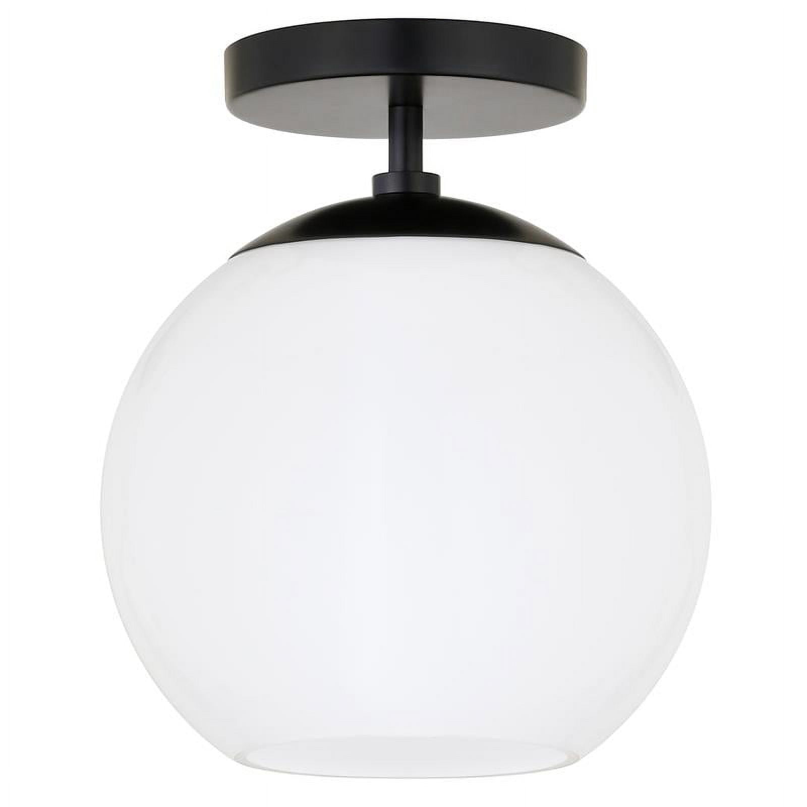 9" Matte Black Globe Semi Flush Mount Ceiling Light