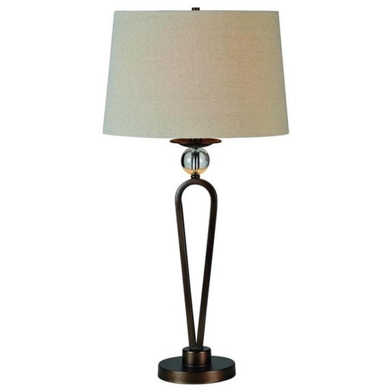 Maklaine Contemporary Sleek Table Lamp with Crystal Ball in Bronze Finish